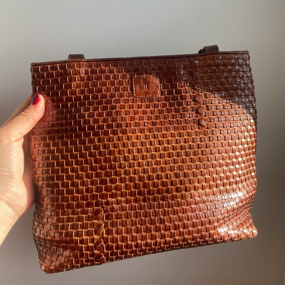Brown Woven Leather Bag